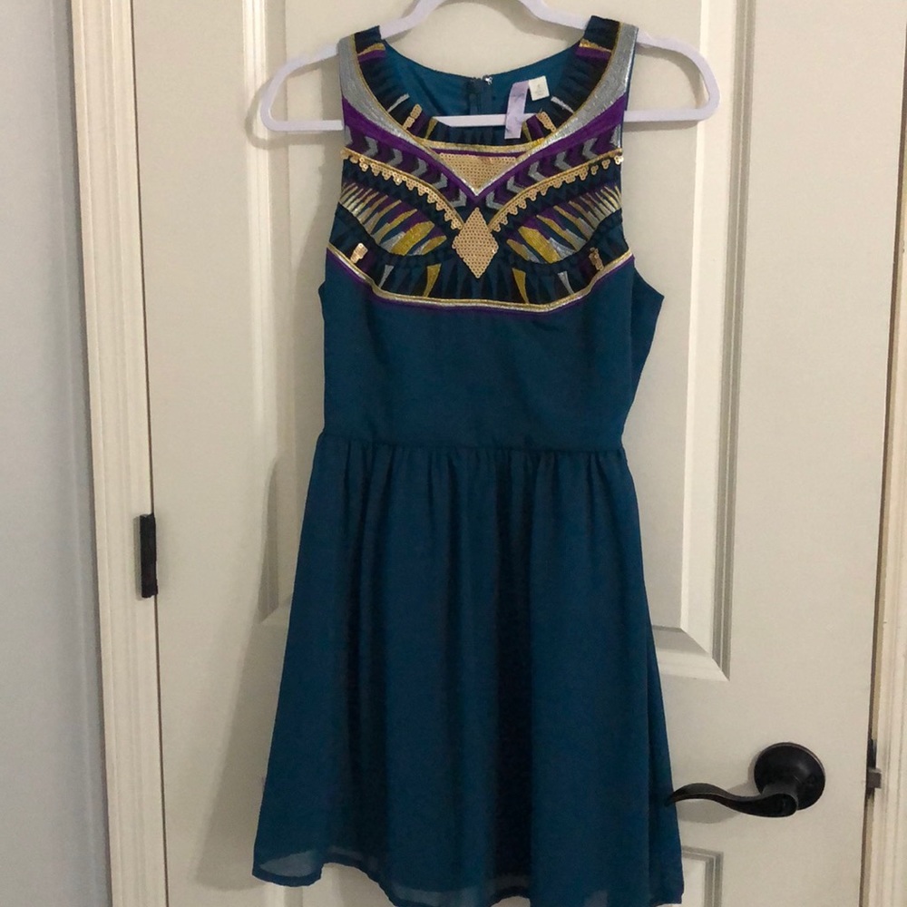 Alya size small turquoise sequin/embroidered dress